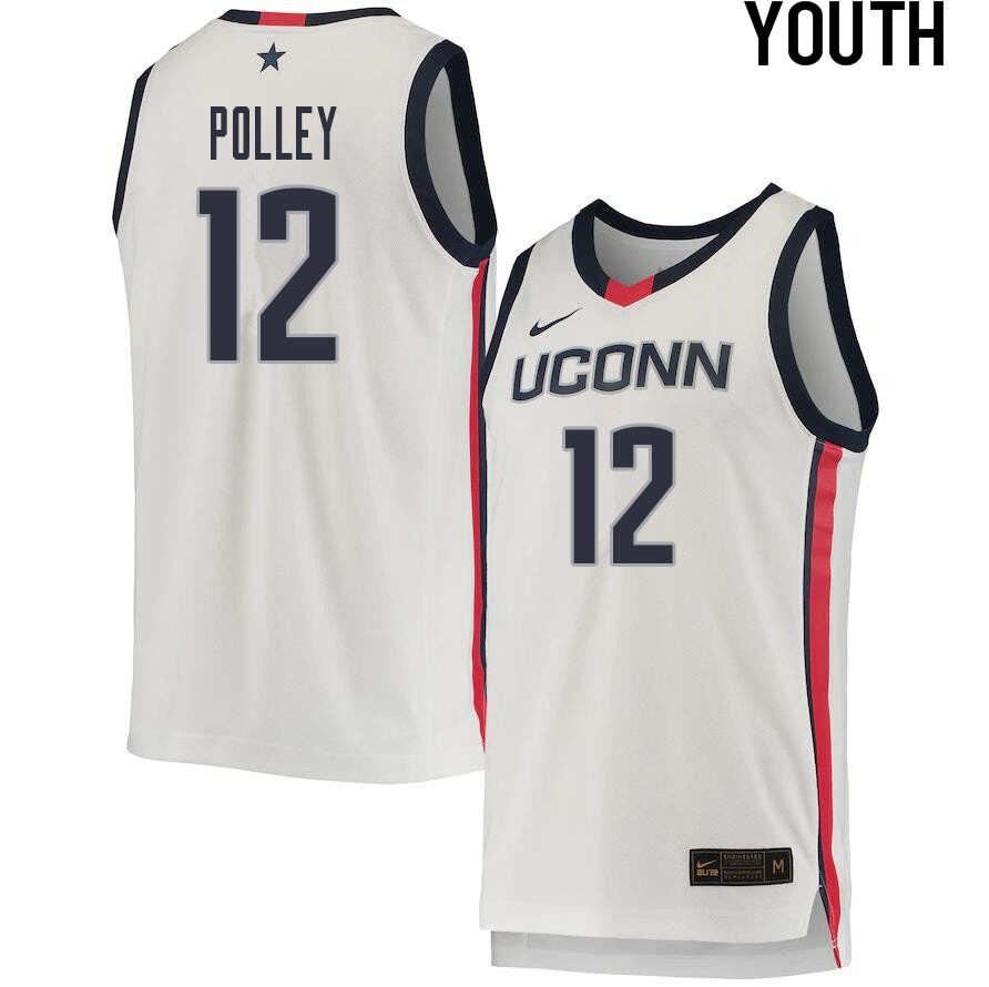 2021 Youth #12 Tyler Polley Uconn Huskies College Basketball Jerseys Sale-White